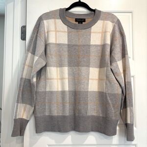 Rachel Zoe Plaid Jacquard Knit Sweater Womens Large Heavy Soft Winter Sweater